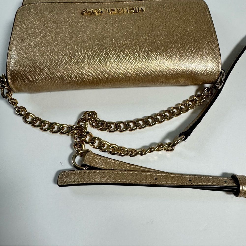 Michael Kors Gold Glitter Crossbody Purse - Picture 3 of 7